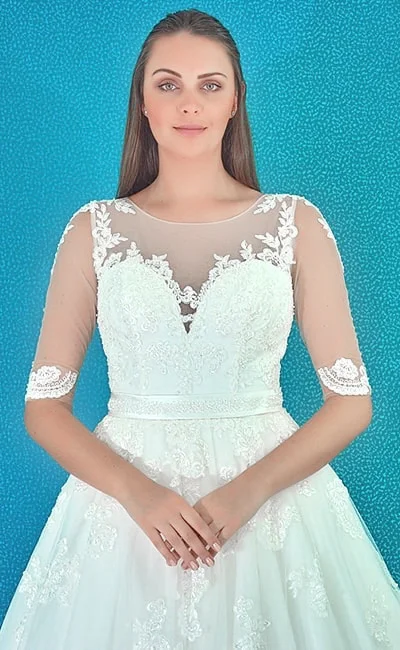 Diseño de vestido de novia MABEL es una declaración de elegancia extremadamente natural.