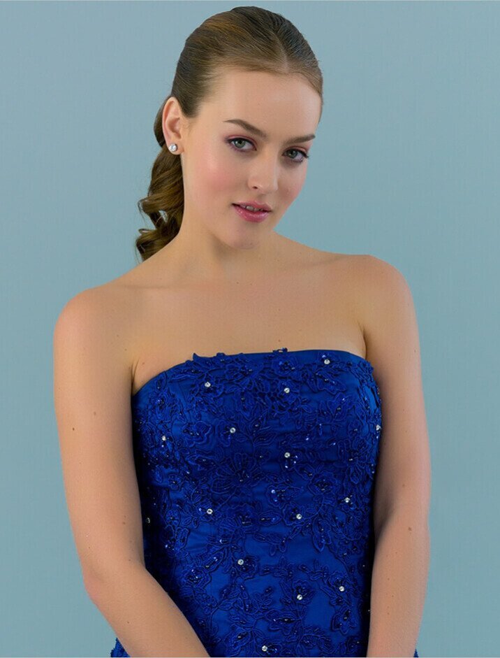 Vestido de 15 años azul bordado 